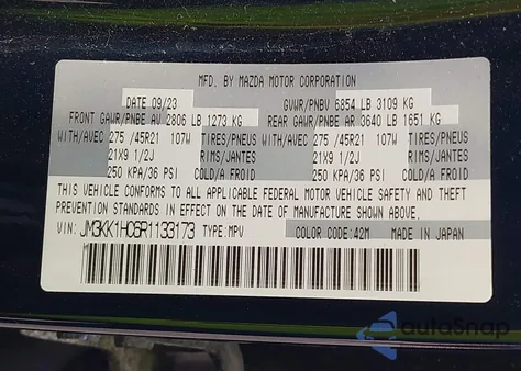 2024 Mazda Cx-90 3.3 Turbo S from USA, damaged, VIN JM3KK1HC6R1133173